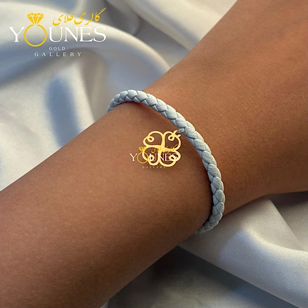 دستبند چرم چهاربرگ طلا